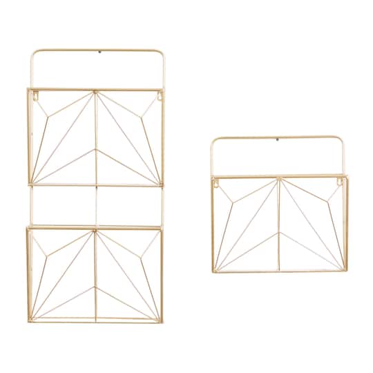 Gold Metal Rustic Wall Shelf Set